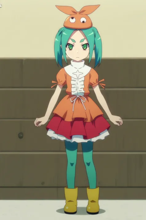 bakemonogatari style, rating_safe, score_10, score_8, sharp, anime screencap, flat colors, flat shadows,  ononoki yotsugi <lora:Bakemonogatari-multiple_characters-PDXL:0.8>