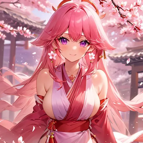 (yae miko: 1.5), (saree:1.5), ((pink hair, red and white saree, earrings, hair ornament, purple eyes, cherry blossoms, hair between eyes, low-tied long hair, crossed bangs)) ((full body, bindi, jewelry, necklace, cinematography, chiaroscuro, feminine, exotic beauty, european girl, magic, fantasy)), action, dynamic, adventure, motion blur, large breasts, long hair, hair flower, bangs, happy, enjoying, shiny skin, fit, athletic,
, YeMkAF
<lora:Yaemiko-YeMkAF-NewModel:1>