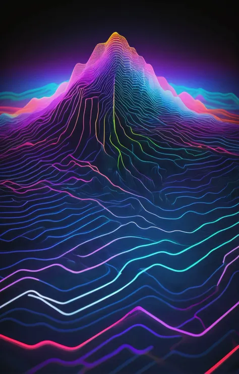 Neon digital background in pink, blue, purple and black