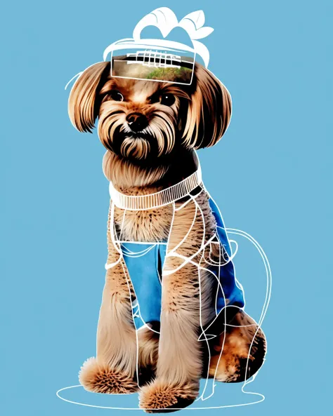 Attempt to have a serious conversation with your pet. <lora:Lines_clothes_SD15:1> , lines_clothes