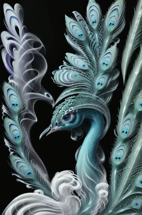 RAW photo,smoke looks like Peacock , solo , best quality, masterpiece, <lora:50_smoke looks like_1v5_512_0001BD5e_NR128NA128off-000002:0.82> head focus,