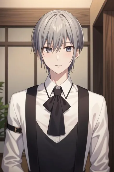 masterpiece, best quality, high quality, <lora:souma_yuki:0.70>, souma_yuki, 1boy, solo, male focus, upper body, looking at viewer, collared_shirt, white_shirt
