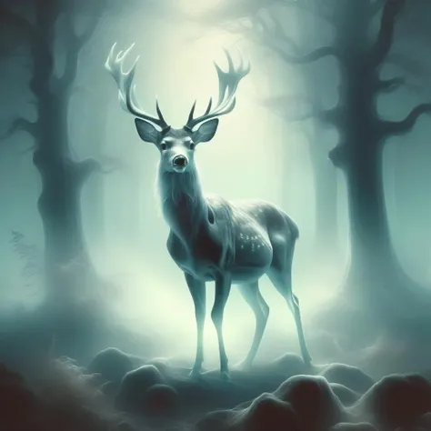 mentixis deer in the magical forest, dark enigmatic atmosphere <lora:mentixis:1>