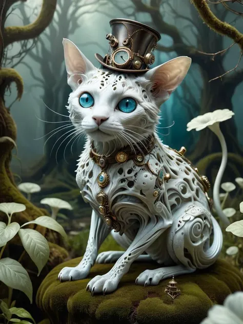 mentixis, award winning photograph of a metix shapeshifter with deceptive charm in wonderland, magical, whimsical, fantasy art concept, steampunk, intricate details, best quality, masterpiece, ultra shartp, hyper realistic, realism <lora:mentixis:0.8> ,