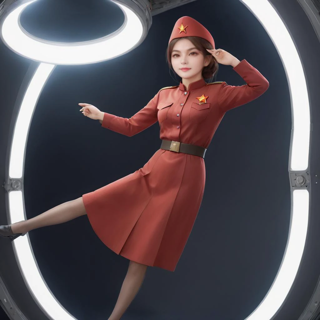 <lora:SDXL 50Soviet Military uniform-000003:0.5>
1girl,solo,Soviet Military uniform, spacecraft, space station, space, dynamic pose,
best quality, high quality, highres, masterpiece,
<lora:0 SDXL coco800:0.5>