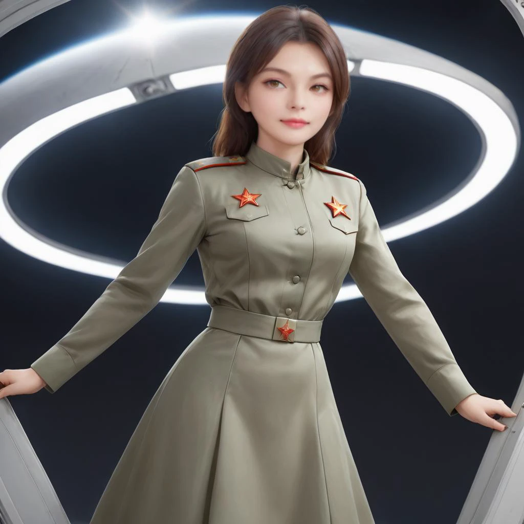 <lora:SDXL 50Soviet Military uniform-000003:0.5>
1girl,solo,Soviet Military uniform, spacecraft, space station, space, dynamic pose,
best quality, high quality, highres, masterpiece,
looking at viewer, facing viewer,
<lora:0 SDXL coco800:0.5>