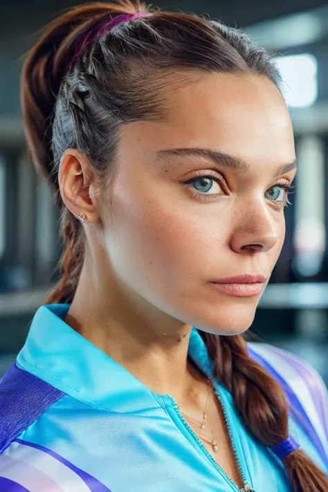 portrait of skswoman, bad , wearing activewear , with Side braid , background capitol building epic (photo, studio lighting, hard light, sony a7, 50 mm, matte skin, pores, colors, hyperdetailed, hyperrealistic), <lyco:Ana Rujas:1.1>
