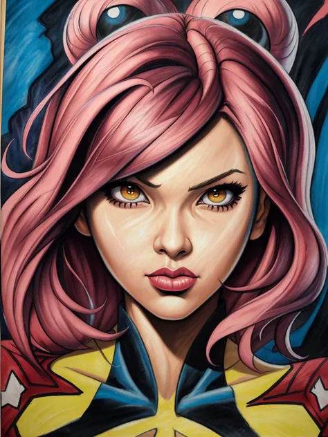 marvel comic, colorfull, style artwork, comix character, comic book cover, symmetrical, vibrant
<lora:PenciLora:0.6> (artgirtstyle), (artgirtstyle2), (artgirtstyle3)