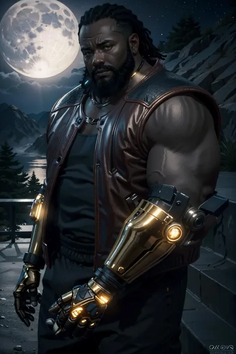 ((ultra detailed, masterpiece, best quality))
<lora:CyberDexter:0.8>
CyberDexter, 1boy, solo, very dark skin, single mechanical arm, fat, mountaintop observatory, midnight, starry and magical with moonlight illuminating the landscape