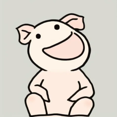 <lora:open_mouth_to_the_right_v1:0.5>, solo, open mouth, upper body, black eyes, parody, happy, meme, creature, animal focus, solid circle eyes, what, ._., APBN, ATWR, facing right, sitting, pig