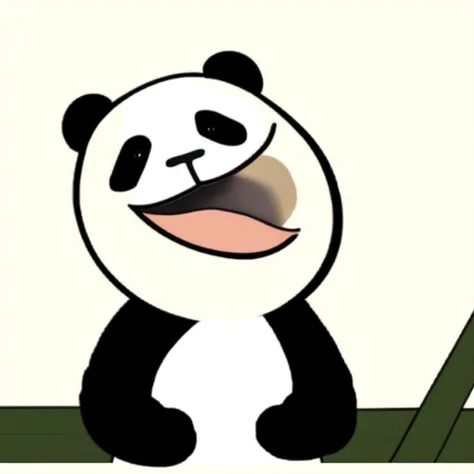 <lora:open_mouth_to_the_right_v1:0.5>, solo, open mouth, upper body, black eyes, parody, happy, meme, creature, animal focus, solid circle eyes, what, ._., APBN, ATWR, facing right, sitting, panda
