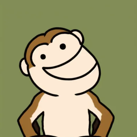 <lora:open_mouth_to_the_right_v1:0.5>, solo, open mouth, upper body, black eyes, parody, happy, meme, creature, animal focus, solid circle eyes, what, ._., APBN, ATWR, facing right, sitting, monkey