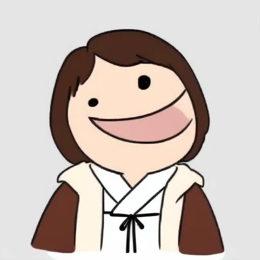 <lora:open_mouth_to_the_right_v1:0.5>, solo, open mouth, upper body, black eyes, parody, happy, meme, creature, animal focus, solid circle eyes, what, ._., APBN, ATWR, facing right, brown hair, robe