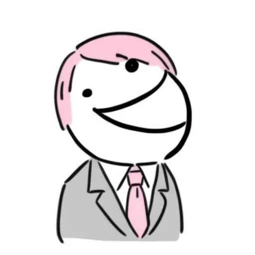 <lora:open_mouth_to_the_right_v1:0.5>, solo, open mouth, upper body, black eyes, sketch, parody, happy, meme, creature, animal focus, solid circle eyes, what, ._., APBN, ATWR, facing right, pink hair, tie, gray suits, white background