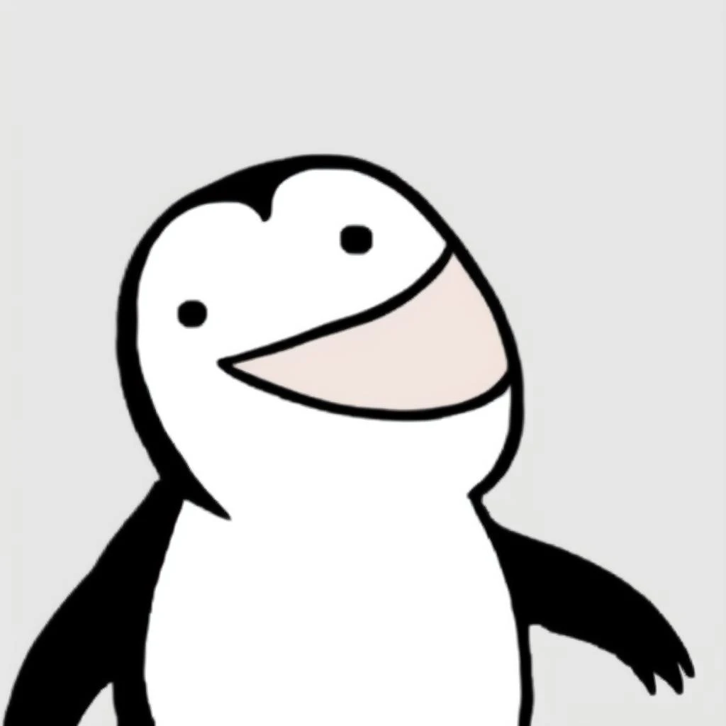 <lora:open_mouth_to_the_right_v1:0.5>, solo, open mouth, upper body, black eyes, parody, happy, meme, creature, animal focus, solid circle eyes, what, ._., APBN, ATWR, facing right, sitting, penguin