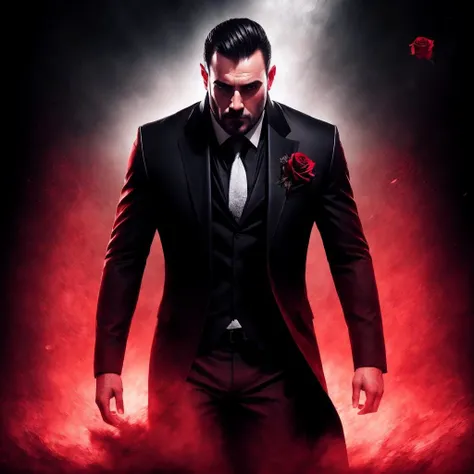 <lora:rose_storm:0.9>, a brutal man, rose_storm