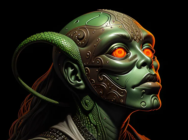 mf doom reptile eyes, green skin and glowing orange glass eyes, intricate, elegant, highly detailed, centered, digital painting, artstation, concept art, smooth, sharp focus, illustration, artgerm, tomasz alen kopera, peter mohrbacher, donato giancola, joseph christian leyendecker, wlop, frank frazetta