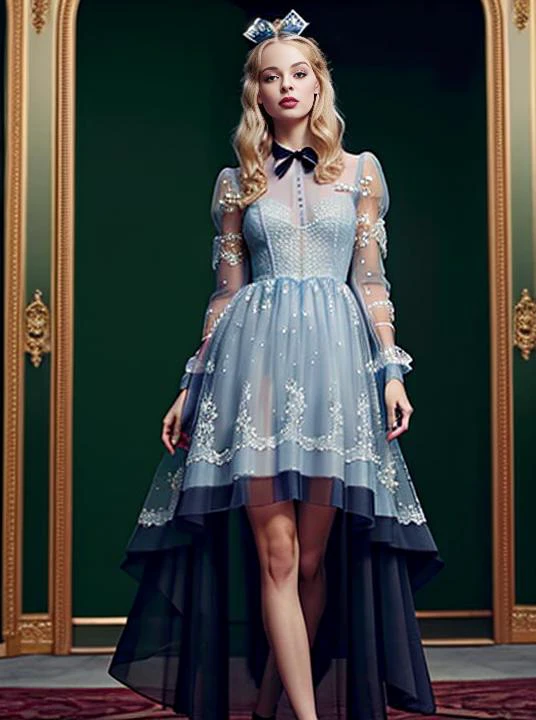 alice in wonderland, sheer dress