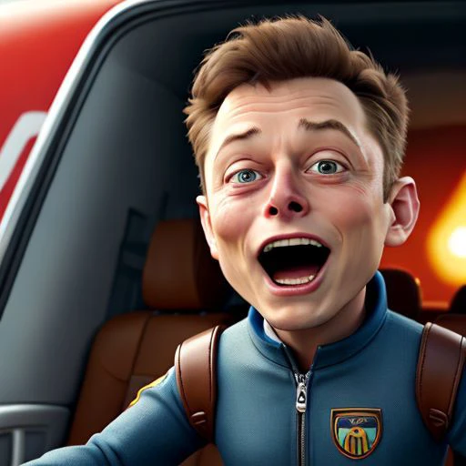 miniature elon musk screaming , funny, disney pixar style