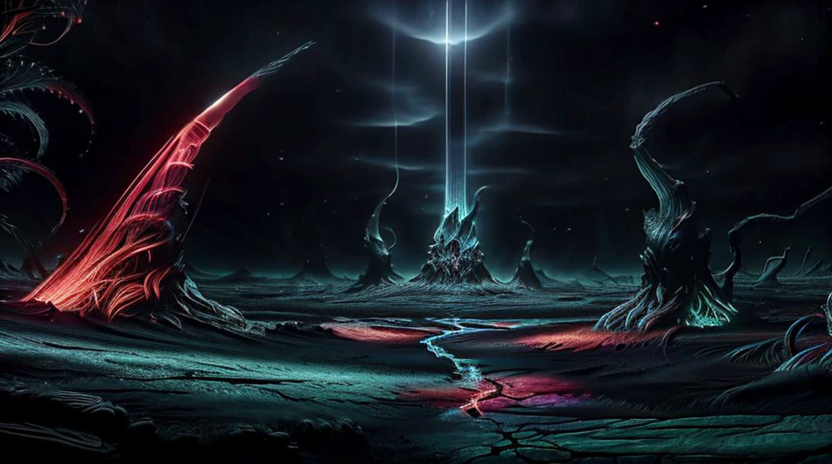 Mordor: A dark and evil land ruled by the dark lord Sauron, temperate steppe landscape with Trimetric Perspective, High resolution, negative space, John Perceval, trending on Flickr, dark theme, cosmiclandscapes, DonMF41ryW1ng5, [kkw-FX-glowline] <lora:LowRA:.67>  <lora:DonMF41ryW1ng5_v1.1:.79> <lora:CosmicLandscapes:.87> <hypernet:sxzBloom_sxzBloom:.38>