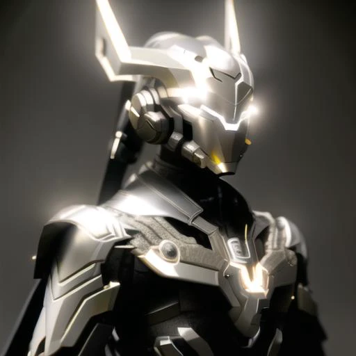 simple background, black background, robot, ((silver armor)), <lora:mechaMjstyle_v10:1>, looking at viewer,