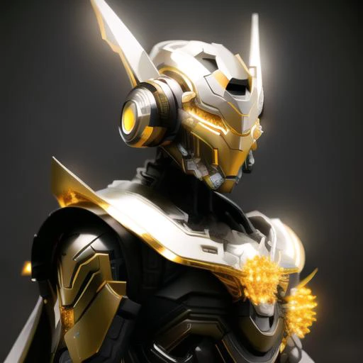 simple background, black background, robot, armor, <lora:mechaMjstyle_v10:1>, looking at viewer,