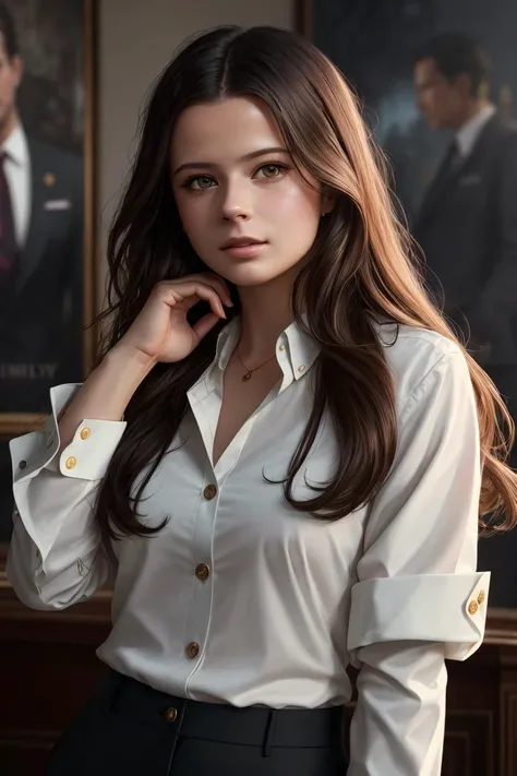 photo of (n3ub4u3r-140:0.99), a woman as a sexy CEO (movie poster:1.2), ((movie title:1.2)), modelshoot style, (extremely detailed CG unity 8k wallpaper), photo of the most beautiful artwork in the world, professional majestic oil painting by Ed Blinkey, Atey Ghailan, Studio Ghibli, by Jeremy Mann, Greg Manchess, Antonio Moro, trending on ArtStation, trending on CGSociety, Intricate, High Detail, Sharp focus, dramatic, photorealistic painting art by midjourney and greg rutkowski, (elegant business suit:1.2), ((buttoned up shirt:1.2)), (long trousers), ((vivid atmosphere)), (looking at viewer:1.2), (detailed pupils:1.3), ((closeup portrait:1.1)), ((movie poster with cast:1.2)), ((movie credits))