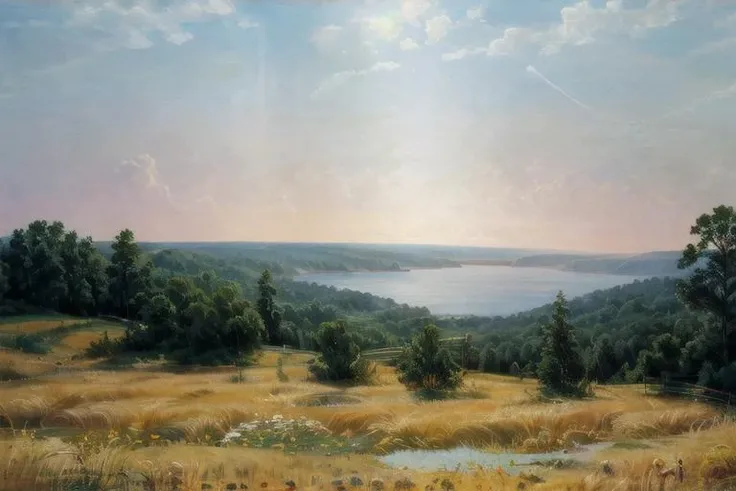 <lora:SHISHKIN(LANDSCAPE)_V1.2:0.75> shishkin, landscape, oil painting, scenery, outdoors
sunset, volumetric lighting, saturation, sharp contrast, vibrant colors
<lora:Add_detail:1> <lora:to8contrast-1-5:1> to8contrast style <lora:Tangbohu_Saturation_v1.0:0.8>