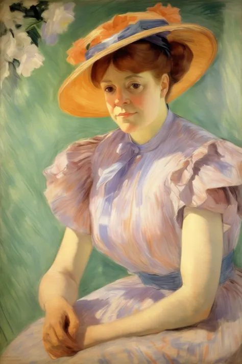 <lora:Mary Cassatt Style:1>Mary Cassatt Style - Retrato de la pintora Mary Cassatt