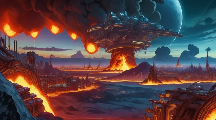 ( <lora:ExoMagmaTech:0.6> lava-made exomagmatech-theme:1.1)-scifi-Comic-Illustration-by-Steve-Youll BREAK wide-angle-wide-shot-of-Cloud-City City-suspended-in-a-gas-giant's-clouds-offering-atmospheric-views. BREAK <lora:detail_slider_v4:1> (sharp:1.2)-(detailed:1.2)-( HD :1.2)-( HDR :1.2)-(8K:1.2)-(best-quality:1.2)-(best-resolution:1.2)-maximalist-(masterpiece:1.2)-rough-lines-by-pencil-and-ink-crosshatching