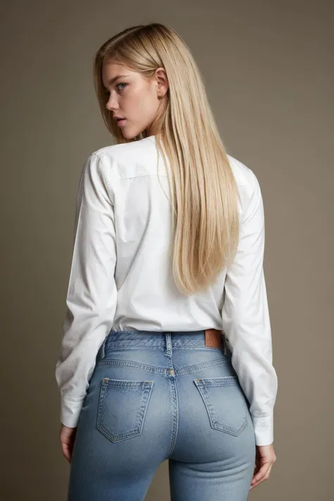 OliviaB, 1girl, solo, denim, jeans, pants, from_behind, long_hair, ass, shirt, blonde_hair, blurry, realistic, hands_in_pockets, facing_away, blurry_background, signature, white_shirt, standing, hands_on_hips
<lora:add_detail:0.5> <lora:polyhedron_all_eyes:0.2>