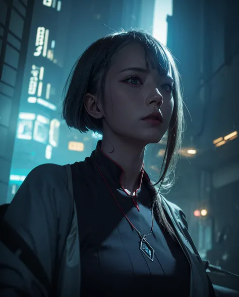 A Cyberpunk Female of japan as a Hogwarts Character, masterpiece, best quality, photorealistic, cinematic lighting, dark atmosphere, volumetric lighting, <lora:CHARA_lucyCyberpunk:0.7>, teen