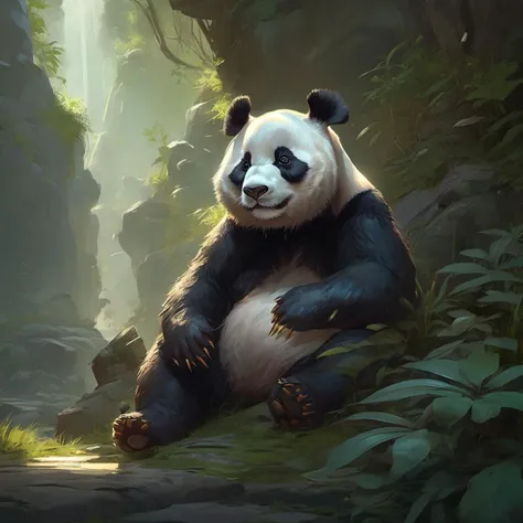 panda bear, extremely detailed digital painting, in the style of fenghua zhong and ruan jia and jeremy lipking and peter mohrbacher, mystical colors, rim light, beautiful lighting, 8 k, stunning scene, raytracing, octane, trending on artstation