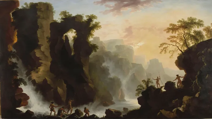 <lora:G30rg3B4rr3tSr_v1:1>, G30rg3B4rr3tSr oil painting, complex composition, epic landscape, great canyon