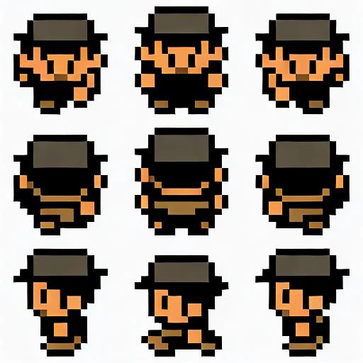 pokesprite, man,black hair, <lora:Pokesprite_V1:1.0>, hat