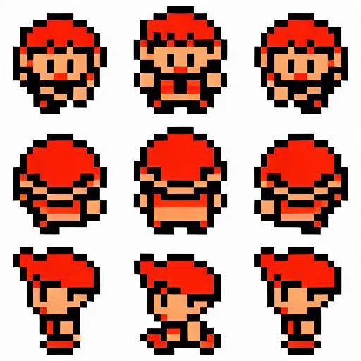pokesprite, man,red hair, <lora:Pokesprite_V1:0.8>
