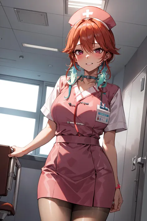 hospital room, 1girl, nurse, cowboy shot, <lyco:Kiara-LoCon32V2-000009:0.9>