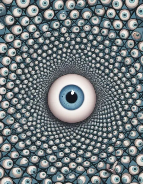 a tessellating eyeball staring into infinity