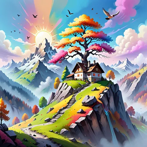{"prompt": "\"Mountain Landscape with Misty Aura, Traditional Swiss Landscape, Rocky Terrain, Human Habitation, Vibrant Tree with Multicolored Leaves, Birds Flying in the Sky, Bright Sunny day, Paint Drips at the Bottom for Dreamy Effect\", View: Front Art Inspirations: Traditional Swiss Landscape Paintings, Artists on Art Station, Dribble, Art Styles: Swiss Landscape, Traditional Painting Render Style: oil paint, Resolution: 8K, Detail: Highly Detailed, Lighting: Natural Light, Sun Glow, Color Type: Vivid Colors, Fantasy Vivid Colors", "negative_prompt": "", "seed": 3814479675, "use_stable_diffusion_model": "darkblueaphroditeNSFWHentai_v20", "clip_skip": true, "use_controlnet_model": null, "use_vae_model": "", "sampler_name": "euler", "width": 1024, "height": 1024, "num_inference_steps": 140, "guidance_scale": 14.0, "use_lora_model": "ChalkDustStyleSDXL", "lora_alpha": 0.5, "use_embeddings_model": null, "tiling": null, "use_face_correction": null, "use_upscale": null}