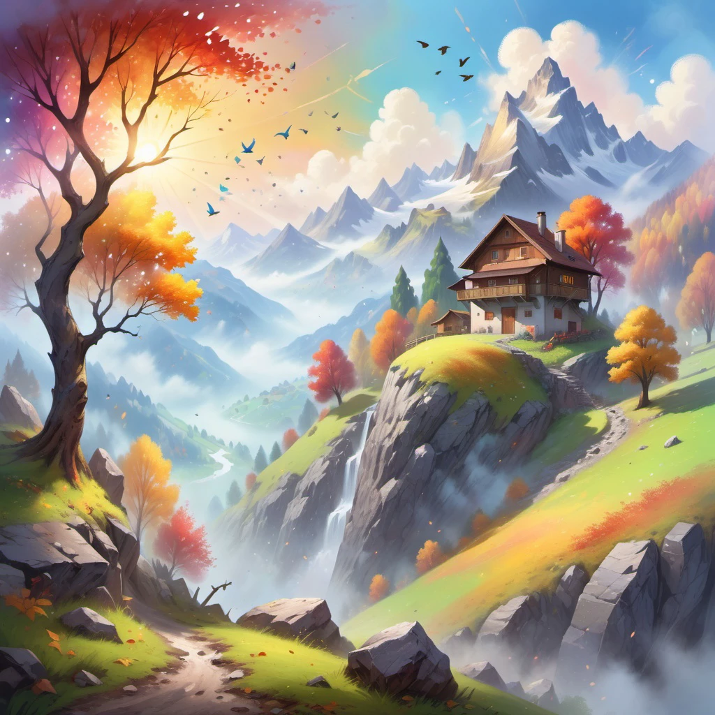 {"prompt": "\"Mountain Landscape with Misty Aura, Traditional Swiss Landscape, Rocky Terrain, Human Habitation, Vibrant Tree with Multicolored Leaves, Birds Flying in the Sky, Bright Sunny day, Paint Drips at the Bottom for Dreamy Effect\", View: Front Art Inspirations: Traditional Swiss Landscape Paintings, Artists on Art Station, Dribble, Art Styles: Swiss Landscape, Traditional Painting Render Style: oil paint, Resolution: 8K, Detail: Highly Detailed, Lighting: Natural Light, Sun Glow, Color Type: Vivid Colors, Fantasy Vivid Colors", "negative_prompt": "", "seed": 401035177, "use_stable_diffusion_model": "darkblueaphroditeNSFWHentai_v20", "clip_skip": true, "use_controlnet_model": null, "use_vae_model": "", "sampler_name": "euler", "width": 1024, "height": 1024, "num_inference_steps": 70, "guidance_scale": 7.0, "use_lora_model": "ChalkDustStyleSDXL", "lora_alpha": 0.5, "use_embeddings_model": null, "tiling": null, "use_face_correction": null, "use_upscale": null}