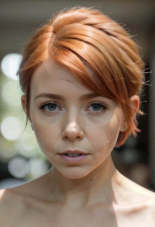 photoshoot of staceyD1 , (red hair), (pixie cut), , detailed skin texture, (blush:0.2), (goosebumps:0.3), (light blue dress), subsurface scattering, Photorealistic, Hyperrealistic, Hyperdetailed, analog style, hip cocked, demure, detailed skin, matte skin, soft lighting, subsurface scattering, realistic, heavy shadow, masterpiece, best quality, ultra realistic, 8k, golden ratio, Intricate, High Detail, film photography, soft focus