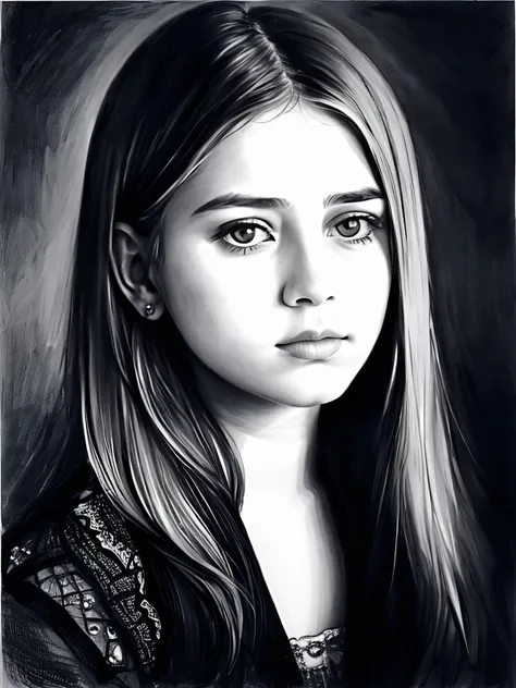 Portrait of a 21 year old girl, pretty face, pencil sketch, 8k, intricate, best quality, absurdres, pencil drawing, masterpiece, high detail, sketch, sad look