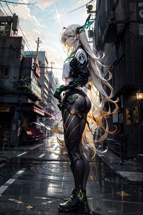 {{masterpiece, best quality, extremely detailed CG, unity 8k wallpaper, cinematic lighting, lens flare}}, a girl standing on the side of the street waiting on a holographic traffic light to turn green, (side view:1.4), wide view, full body, thick body, long blond hair, green eyes, <lora:add_detail:0.2>, <lora:Niji:0.5>, <lora:urbansamuraiv3testing:0.5>