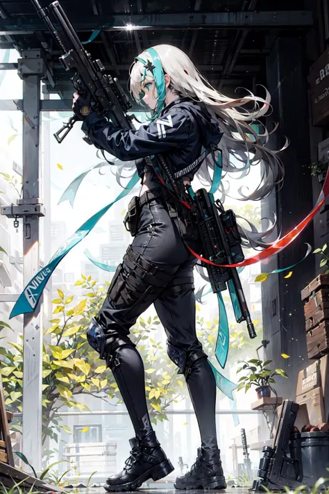 {{masterpiece, best quality, extremely detailed CG, unity 8k wallpaper, cinematic lighting, lens flare}}, a girl shooting a rifle, wide view, full body, thick body, long blond hair, green eyes, <lora:add_detail:0.2>, <lora:Niji:0.5>, <lora:urbansamuraiv3testing:0.5>, (holding weapon, holding rifle,aiming,aim:1.4), gun, h&k hk416, carbine, open fire, firing, (side view:1.4)