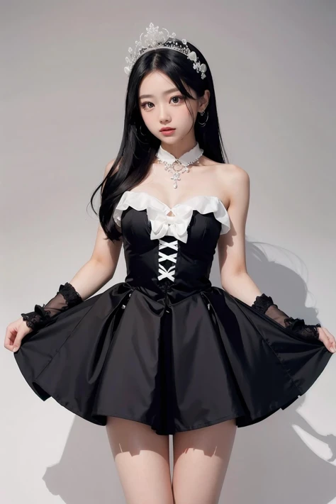 1girl, black  random formal attire, white background,   <lora:igumdrop-02:1>