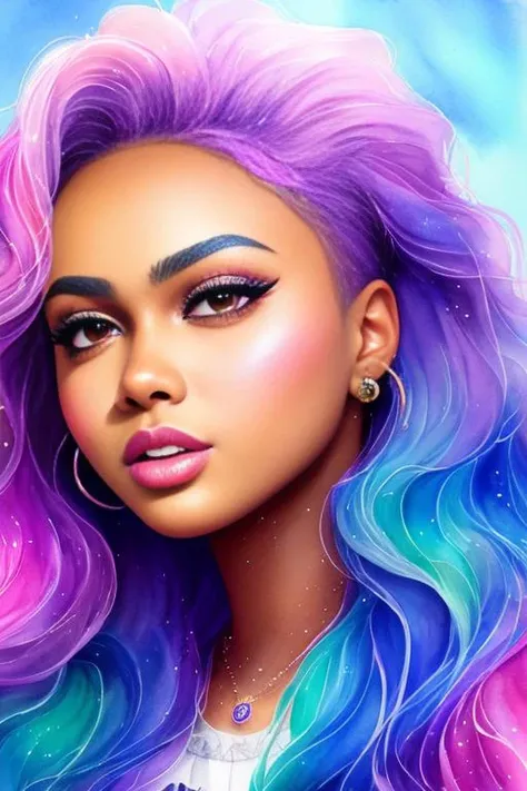 danperk is the queen of rainbow magic, anime Character Design, Unreal Engine, Beautiful, Tumblr Aesthetic,  Hd Photography, Hyperrealism, Beautiful Watercolor Painting, Realistic, Detailed, Painting By Olga Shvartsur, Svetlana Novikova, Fine Art