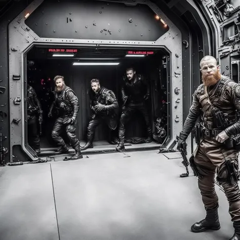 Wars, (KristoferHivJu:1.0) a photo of (BlackOpsLadies:1.2) backdrop (Airlock:1.4)