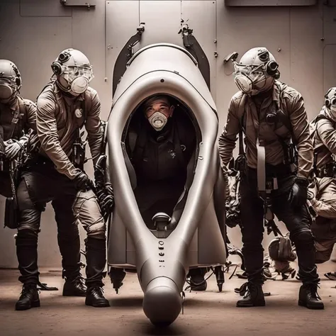a photo of (BlackOpsLadies:1) looking directly into camera, backdrop (Airlock:1.2)