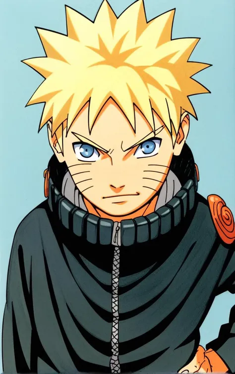 score_9, score_8_up, score_7_up, looking at viewer,  BREAK
colored_narutomanga_ownwaifu, 
male focus, 1boy, spiked hair, uzumaki naruto, blonde hair, konohagakure symbol, blue eyes, long sleeves, whisker markings, ninja
(contrapposto, hand on hip), manga cover, 
<lora:PONYXL_NarutoMangaColored_ownwaifu:0.85>,