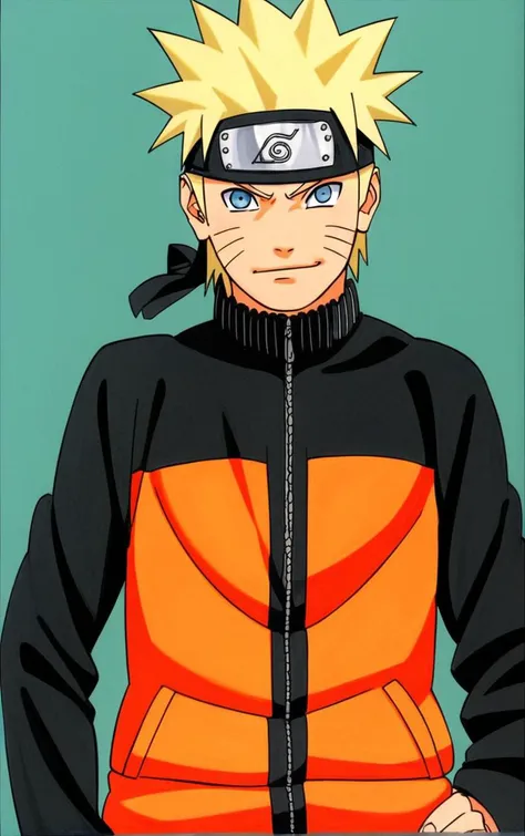 score_9, score_8_up, score_7_up, looking at viewer,  BREAK
colored_narutomanga_ownwaifu, 
male focus, 1boy, spiked hair, uzumaki naruto, blonde hair, konohagakure symbol, blue eyes, long sleeves, whisker markings, ninja
(contrapposto, hand on hip), manga cover, 
<lora:PONYXL_NarutoMangaColored_ownwaifu:0.85>,